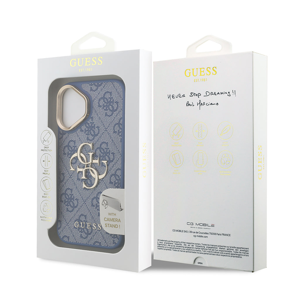 iPhone 16 Kılıf Guess Orjinal Lisanslı PU Deri 4G Desenli Metal Büyük 4G ve Yazı Logolu Kamera Standlı Kılıf iPhone 16 Kılıf Guess Orjinal Lisanslı PU Deri 4G Desenli Metal Büyük 4G ve Yazı Logolu Kamera Standlı Kılıf